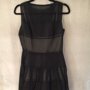Akris Black Pleated Silk dress with Nude Slip